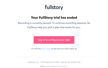 Your FullStory trial has expired for Messaged
